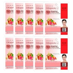 Маска косметическая для лица Dermal коллагеновая, с экстрактом грейпфрута и меда 10шт