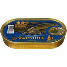 Морская Держава Сардина атлантическая натуральная, филе с добавлением масла, 175 г