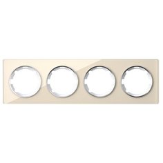 Рамка OneKeyElectro горизонтальная стеклянная на 4 прибора, цвет бежевый