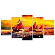 Модульная картина на холсте "Волнение моря" 150x75 см Modulka.Ru