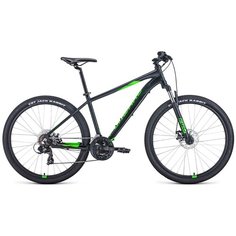 Велосипед 27,5" Forward Apache 27,5 2.0 disc AL черный матовый/Яярко-зеленый 20-21 г рама 15" RBKW1M67Q015