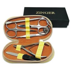 Маникюрный набор Zinger 7104 SM, на молнии, 6 предметов (овал)