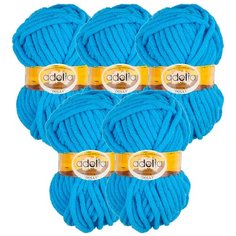 Пряжа Adelia Dolly однотонная, 100 % полиэстер, 100 г, 40 м, 5 шт., №11 яр.голубой
