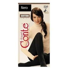 Колготки Conte Elegant Cotton, 250 den, размер 6, nero (черный)