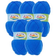 Пряжа Alpina Vera, 45 % хлопок, 55 % акрил, 100 г, 280 м, 5 шт., №19 синий