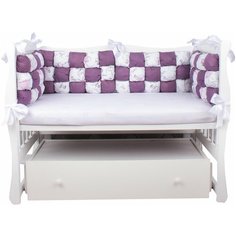 Борт в кроватку 6 предметов (6 подушек-бортиков) AmaroBaby Бонбон Royal care (бязь, вишня/белый)