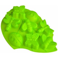 93-SI-FO-105 Ф-ма д/выпечки "Лист"(зеленый) 8 ячеек Silicone 28х22х3 см Regent Inox