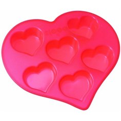 93-SI-FO-19 Ф-ма д/кексов 6 ячеек "сердечки" 26,5х25,5х4 см Silicone Regent Inox