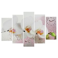 Часы настенные Сюжет модульные, "Белая орхидея", 80*140 см