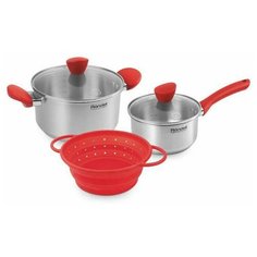 Rondell 1002 Набор 5 пр: кастрюля с/кр 20 см (2,8 л), ковш с/кр 16 см (1,4 л), силиконовый дуршлаг 21,2 см Breit