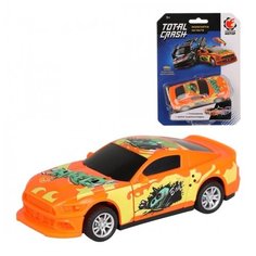 Машина TotalCrash, инерц.мех-зм, при столкновении разлетается на части, оранж. Пламенный мотор