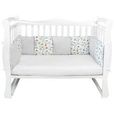 Бортик в кроватку 12 предметов AmaroBaby Дорога, белый/серый (поплин)