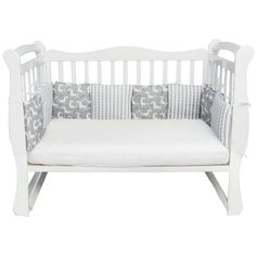 Бортик в кроватку 12 предметов AmaroBaby Сказочные Единорожки, белый/серый (бязь)