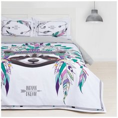 Постельное белье 2-спальное Этель Indian style, ранфорс, 50 х 70 см, белый/серый