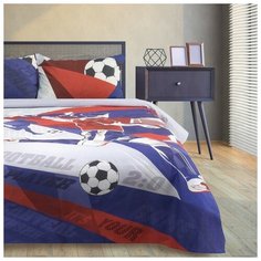 Постельное белье 2-спальное Этель Победитель, поплин, 50 х 70 см, белый/красный/синий