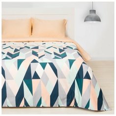 Постельное белье 1.5-спальное Этель Калейдоскоп, мако-сатин, 50 х 70 см, оранжевый/серый