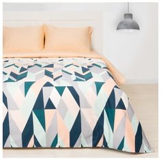 Постельное белье семейное Этель Калейдоскоп, мако-сатин, 50 х 70 см, оранжевый/серый