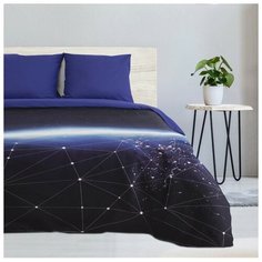 Постельное белье евростандарт Этель Бесконечность, поплин, 70 х 70 см, синий