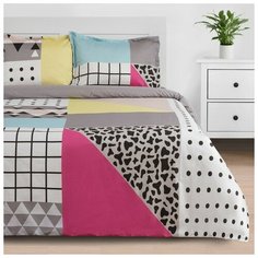 Постельное белье евростандарт Этель Abstractio, мако-сатин, 50 х 70 см, белый/серый