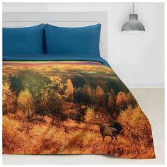 Постельное белье евростандарт Этель Осенний лес, мако-сатин, 50 х 70 см, оранжевый/синий