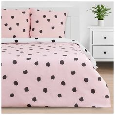 Постельное белье семейное Этель Pink storm, креп, 70 х 70 см, белый/розовый