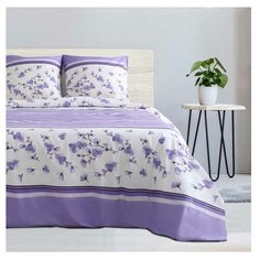 Постельное белье 2-спальное Этель Лавандовый мотив, поплин, 70 х 70 см, фиолетовый/белый