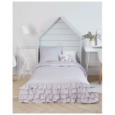 Постельное белье 1.5-спальное Этель Светло-серый графит, мако-сатин, 50 х 70 см, серый