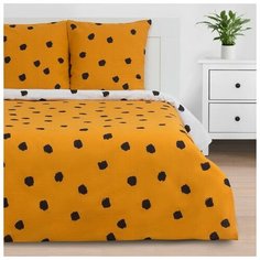 Постельное белье евростандарт Этель Honey storm, креп, 70 х 70 см, белый/оранжевый