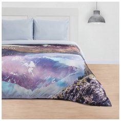 Постельное белье 2-спальное Этель Горный пейзаж, мако-сатин, 50 х 70 см, голубой/коричневый