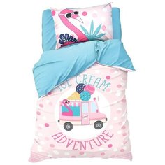 Постельное белье 1.5-спальное Этель Pink dreams, бязь, 50 х 70 см, голубой/розовый