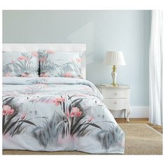 Постельное белье семейное Этель Журавли, бязь, 70 х 70 см, серый