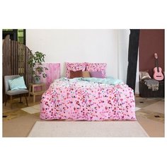 Постельное белье 2-спальное Этель Happy days, бязь, 70 х 70 см, бирюзовый/розовый