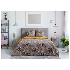 Постельное белье 1.5-спальное Этель Предел, перкаль, 70 х 70 см, коричневый