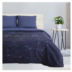 Постельное белье 2-спальное Этель Space, поплин, синий