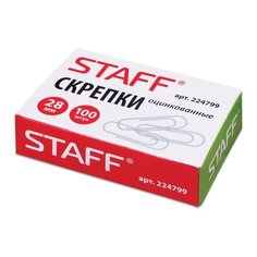 Скрепки Staff 28 мм, оцинкованные, 100 шт (224799)