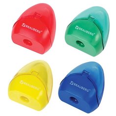 Точилка BRAUBERG BELL с контейнером, пластиковая, конусообразная, цвет корпуса ассорти, 226937