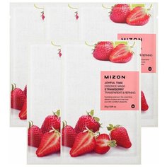 Mizon Joyful Time Essence Mask Strawberry тканевая маска с экстрактом клубники, 23 г, 5 шт.