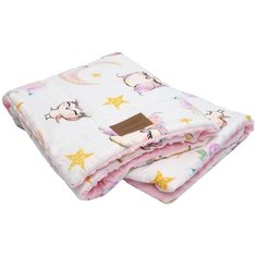 Плед AmaroBaby РАСТЕМ ВМЕСТЕ 96х87 хлопок/minky Сонные Совушки, розовый