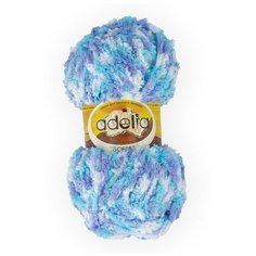 Пряжа Adelia Sofia, 100% полиэстер, 10*50 г, 90 м+-6 м, №09, бирюза, синий, белый