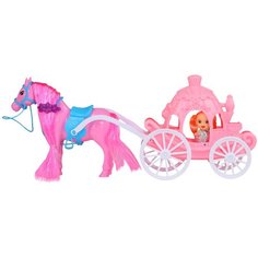 Кукла детская для девочек с каретой и лошадкой, ТМ "Amore Bello", цвет розовый