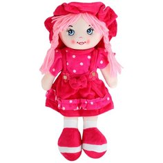 Кукла детская для девочек мягкая ТМ "Amore Bello", на батарейках, фразы на русском языке, стихотворение, песенка,цвет малиновый
