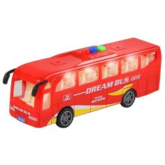 Машинка детская инерционная ТМ AUTODRIVE, Автобус , на батарейках со светом и звуком, красный, в/к 22*7,5*11см