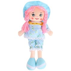 Кукла детская для девочек мягкая ТМ "Amore Bello", на батарейках, фразы на русском языке, стихотворение, песенка,цвет голубой.