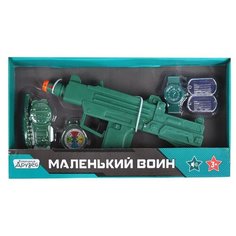 Игрушечное оружие детское ТМ "КОМПАНИЯ ДРУЗЕЙ", Серия "Маленький воин", Набор "Полиция" со звуком, на батарейках, игровой набор, игрушечный автомат, игрушечная рация, набор для игры в полицейского, для детей, для мальчиков, зеленый, в/к 38*4,5*20,5 см