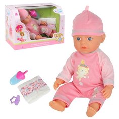 Кукла детская для девочек Пупс, пьет, писает, засыпает, в комплекте с аксессуарами, в/к 29*15,6*21 см. Компания Друзей