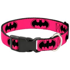 Ошейник Batman / Бэтмен Розовый. С пластиковой застёжкой (28-43 см) Buckle Down