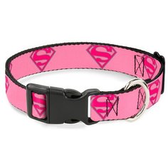Ошейник Superman / Супермен Розовый. С пластиковой застёжкой (23-38 см) Buckle Down