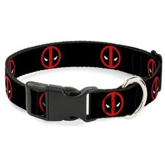 Ошейник Deadpool / Дэдпул Чёрный. С пластиковой застёжкой (23-38 см) Buckle Down