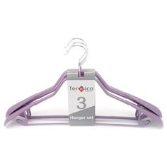 Вешалка-плечики, широкая, металл, набор 3 шт., "Termico", 43*23 см, фиолетовая