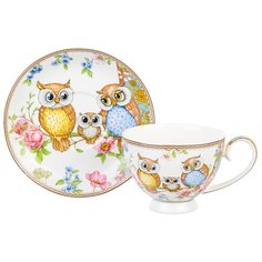 Чайная пара Elan gallery Совушки, 300 мл, белый